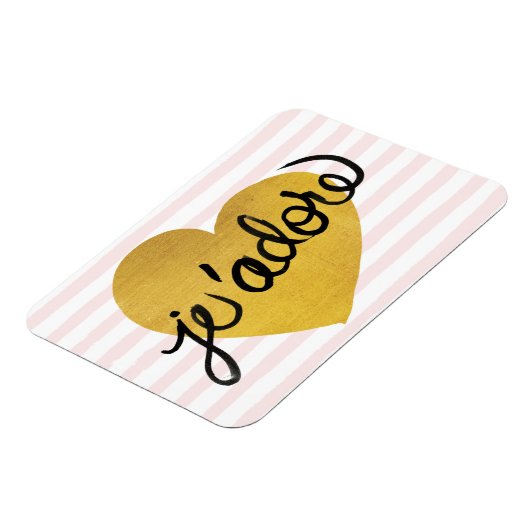 J'adore Quote | Zwart-gouden hart Magneet (Linkerzijde)