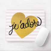 J'adore Quote | Zwart-gouden hart Muismat (Met muis)