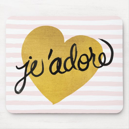 J'adore Quote | Zwart-gouden hart Muismat (Voorkant)