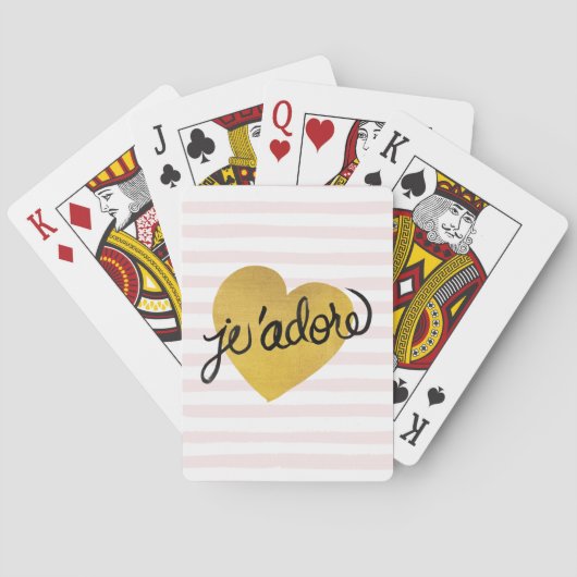 J'adore Quote | Zwart-gouden hart Pokerkaarten (Achterkant)