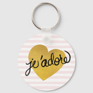 J'adore Quote Zwart-gouden hart Sleutelhanger