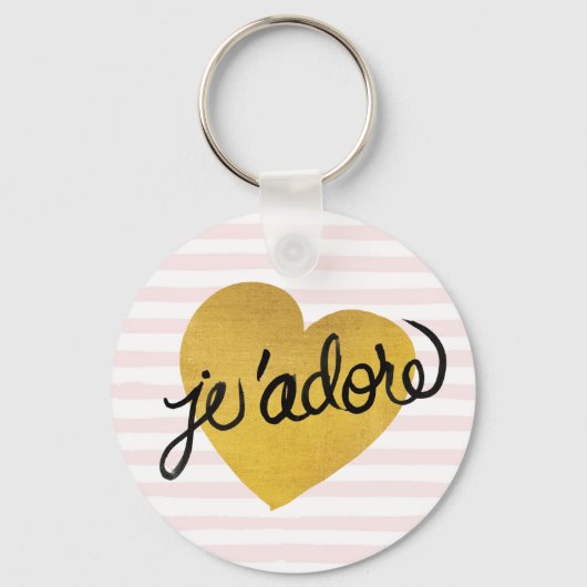 J'adore Quote | Zwart-gouden hart Sleutelhanger (Voorkant)
