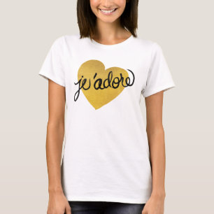 J'adore Quote Zwart-gouden hart T-shirt