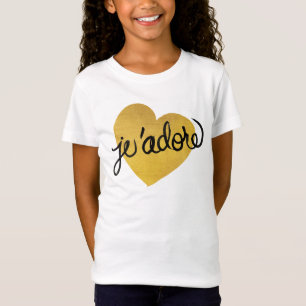 J'adore Quote   Zwart-gouden hart T-shirt
