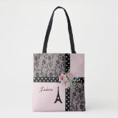 J'adore Roze en Zwart Paris Chic Canvas tas (Voorkant)