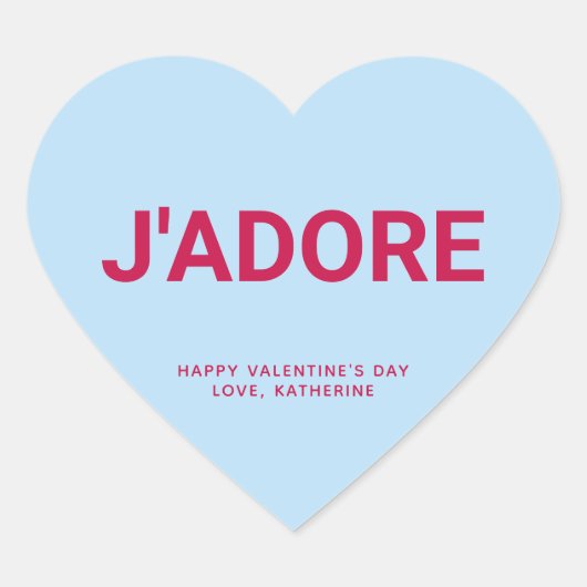 J'adore schattig Valentijnsdag aangepaste conversa Hart Sticker (Voorkant)