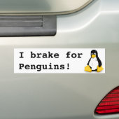 Jag bromsar för pingviner (Tux) Bumpersticker (Op auto)
