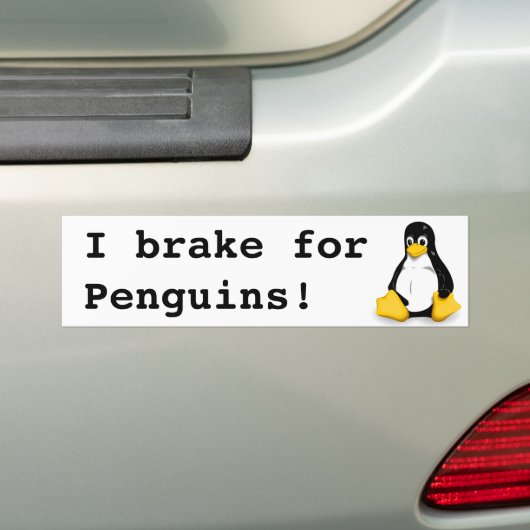 Jag bromsar för pingviner (Tux) Bumpersticker (Op auto)