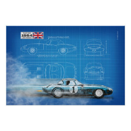 Jag E-Type Lightweight Blueprint Perfect Poster