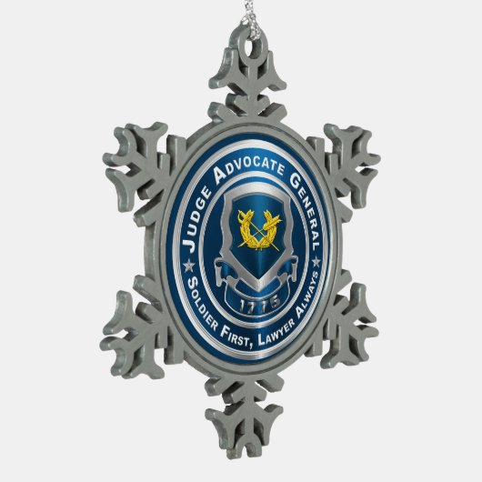 JAG rechter advocaat-generaal Tin Sneeuwvlok Ornament (Links)