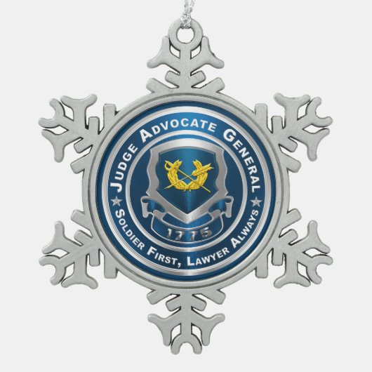 JAG rechter advocaat-generaal Tin Sneeuwvlok Ornament (Voorkant)