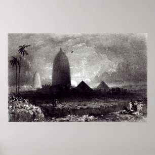 Jagannath Temple, gegraveerd door A. Picken, 1837 Poster