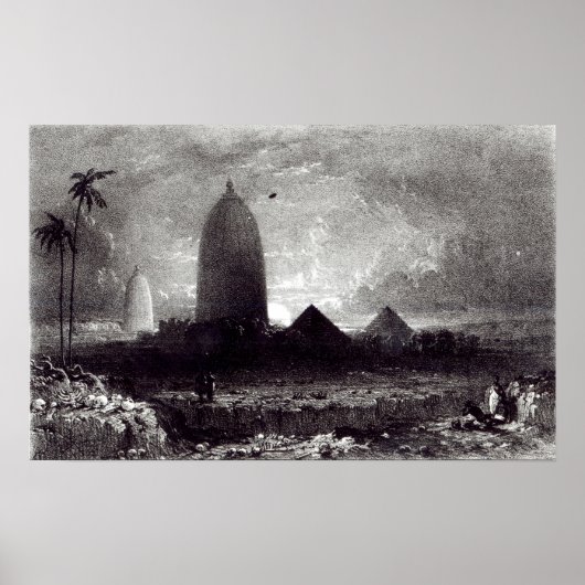 Jagannath Temple, gegraveerd door A. Picken, 1837 Poster (Voorkant)