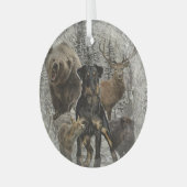 Jagdanger, Beste Beast tegen Renbrad Paperweight P Glas Ornament (Voorkant links)