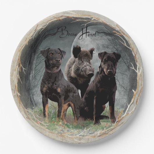 Jagdanger, dapper hart papieren bordje (Voorkant)