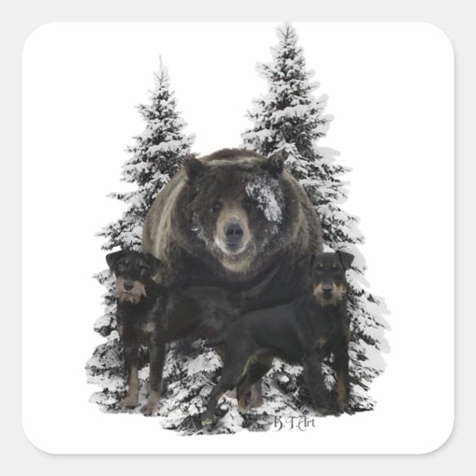 Jagdanger Tapestry Poster Acrylprint triptych Vierkante Sticker (Voorkant)