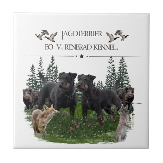Jagddooder Bo tegen Renbrad Kennel. HP Laptop Skin Tegeltje (Voorkant)