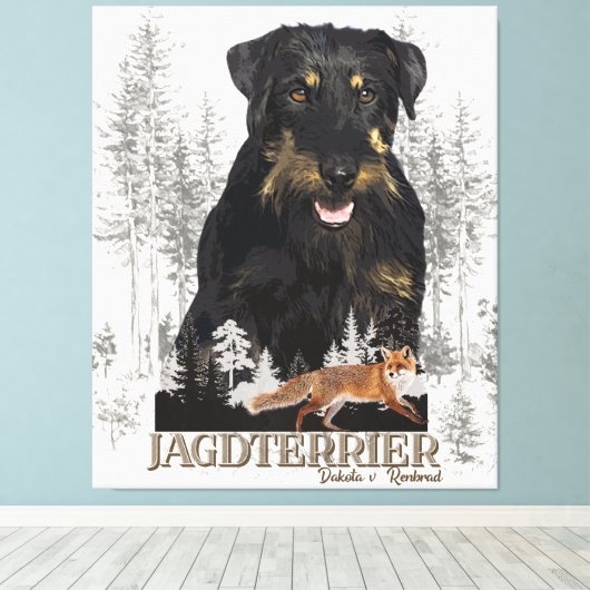 Jagddooder Dakota tegen Renbrad Faux Canvas Print (Insitu (Houten vloer))