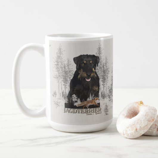 Jagddooder Dakota tegen Renbrad Faux Canvas Print Koffiemok (Met donut)