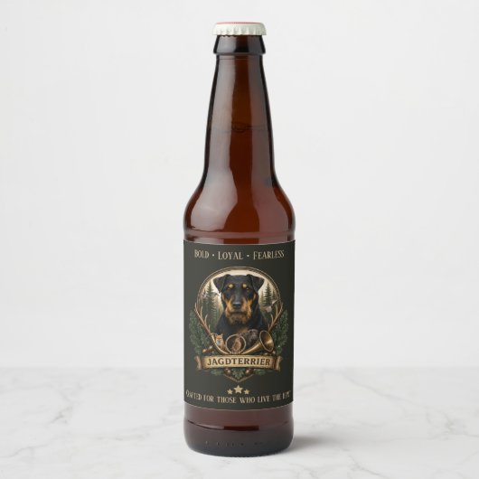 Jagdterrier ,  Jacht Logo Bier Etiket (Voorkant)
