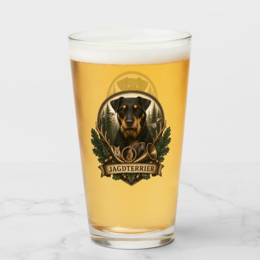 Jagdterrier ,  Jacht Logo Glas (Voorkant gevuld)