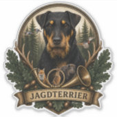 Jagdterriër, Jacht Logo Sticker (Voorkant)