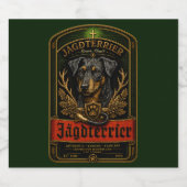 Jagdterrier, Jachtlogo Likeurfles Etiket (Enkel label)