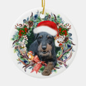 Jagdterrier, Vrolijk kerstfeest Keramisch Ornament (Voorkant)