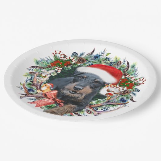 Jagdterrier, Vrolijk kerstfeest Papieren Bordje (Gekanteld)