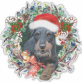 Jagdterrier, Vrolijk kerstfeest Sticker (Voorkant)