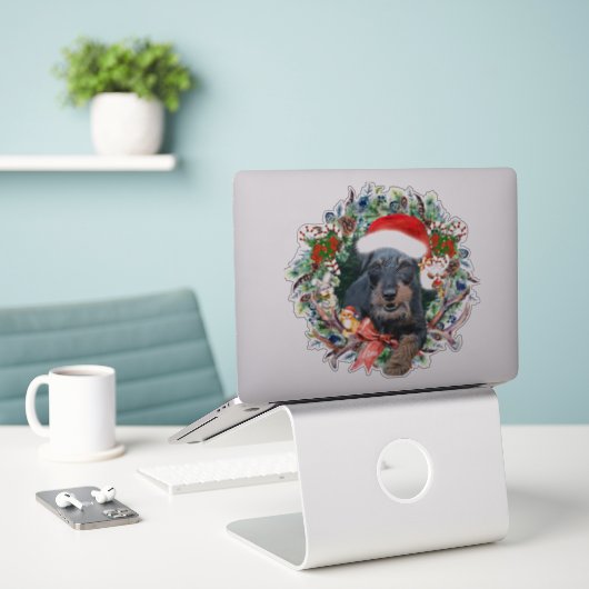 Jagdterrier, Vrolijk kerstfeest Sticker (Laptop op bureau)