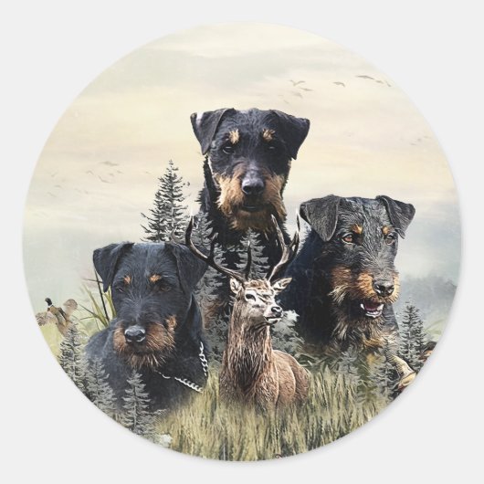 Jagdterriers v. Renbrad Kennel Ronde Sticker (Voorkant)