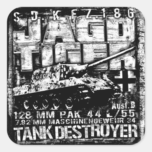 JAGDTIGER VIERKANTE STICKER (Voorkant)