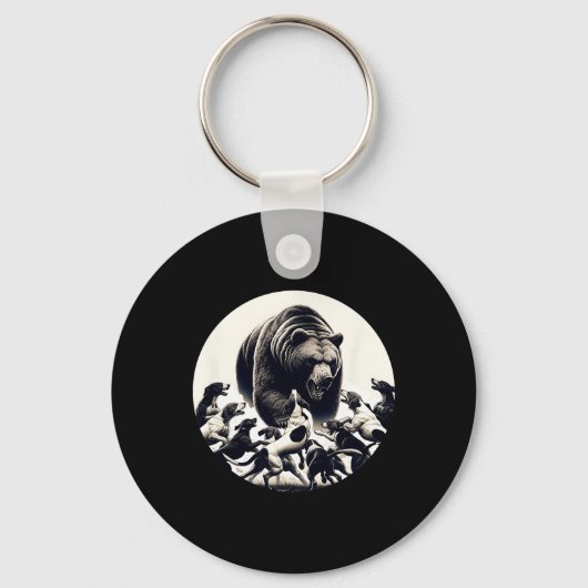 Jagen Beer Retro Dog Beer Hound Hunting Sleutelhanger (Voorkant)