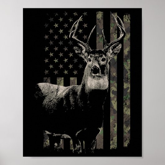 Jagen Camo Amerikaanse vlag herten Poster (Voorkant)