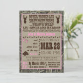 Jagen Camo Baby Girl Douche Uitnodigingen (Staand voorkant)