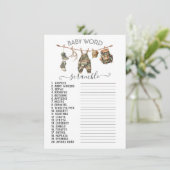 Jagen Camo Clothesline Baby Word Scramble Kaart (Staand voorkant)