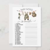 Jagen Camo Clothesline Baby Word Scramble Kaart (Voorkant)
