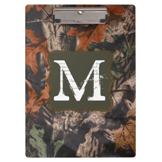 Jagen Camo Hunters Monogram Initiaal Clip Board Klembord (Voorkant)