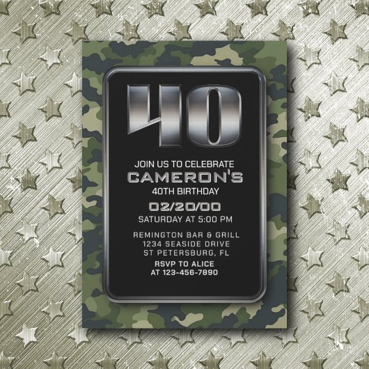 Jagen Camo Militaire 40e verjaardag uitnodiging