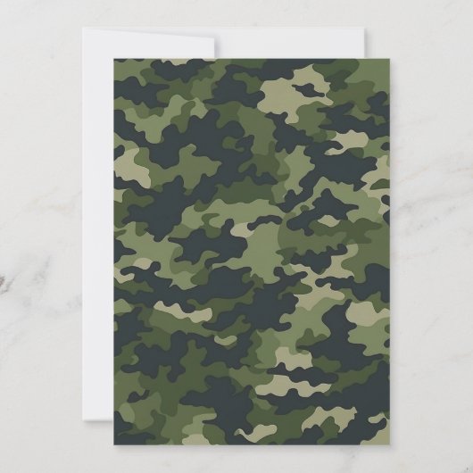 Jagen Camo Militaire 70e verjaardag uitnodiging (Achterkant)