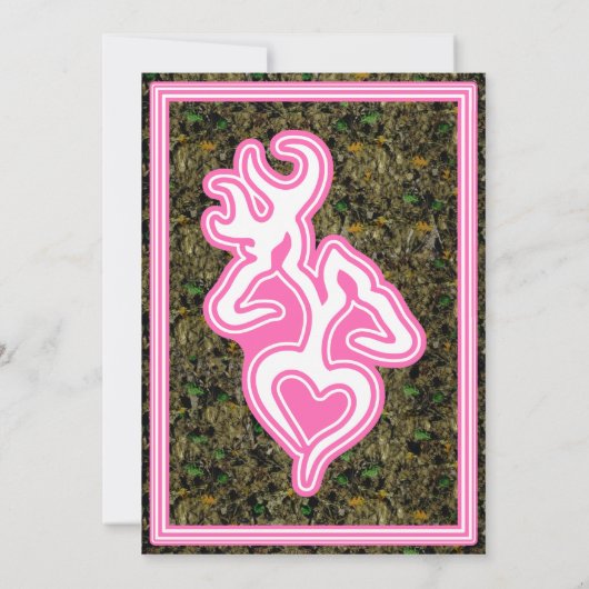 Jagen Camo Roze Custom Outline Kleur Uitnodiging (Achterkant)