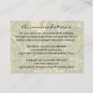 Jagen Camo Wedding Insert Receptie Kaarten