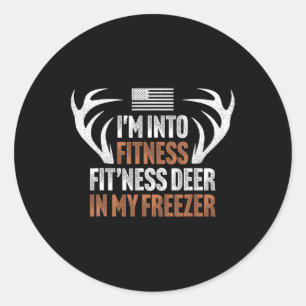 Jagen Ik ben in fitness herten diepvriezer jager p Ronde Sticker