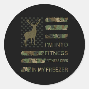 Jagen Ik ben in Fitness Herten Vriezer Grappige Ja Ronde Sticker