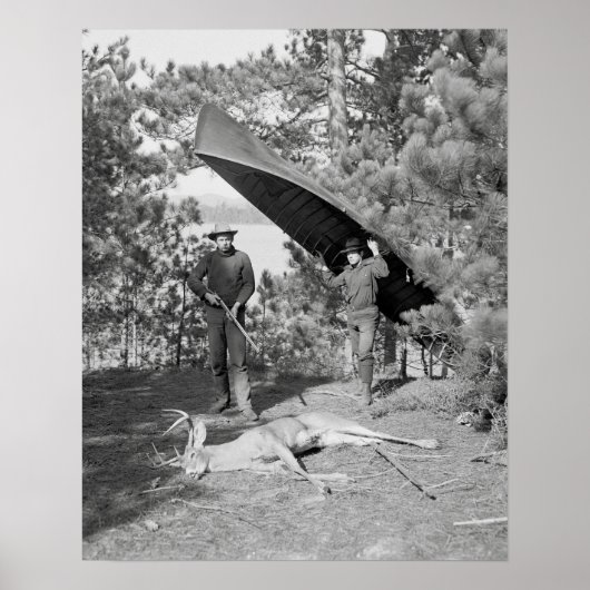 Jagen in de Adirondacks, 1902. Antieke foto Poster (Voorkant)