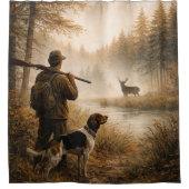 Jagen in de mist douchegordijn (Voorkant)