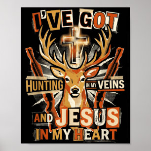 Jagen in mijn aderen Jezus in hart christelijke he Poster