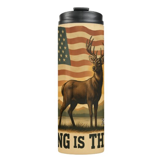 Jagen is therapie hertenvlag thermosbeker (Voorkant)