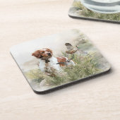 Jagen met een Bretonse hond, Art Bier Onderzetter (Linkerzijde)